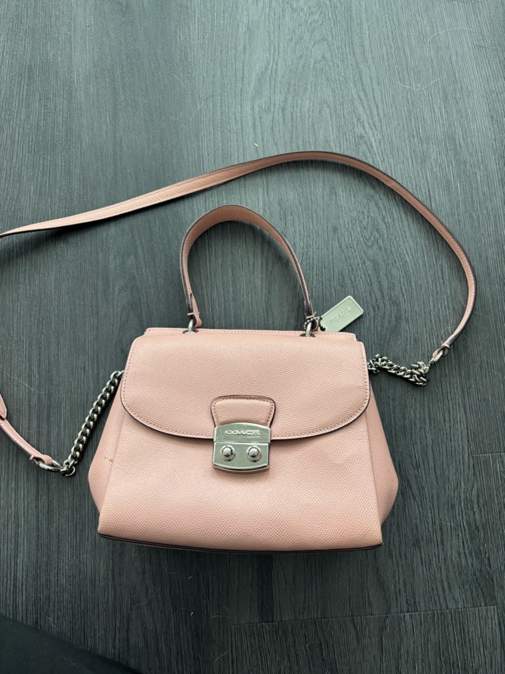 Coach Blush Pink Leather Top-Handle Crossbody with Chain Strap